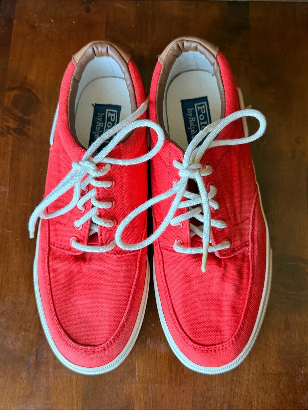 Polo by Ralph Lauren Tomato Red Canvas Lace-Up Boat Sneakers